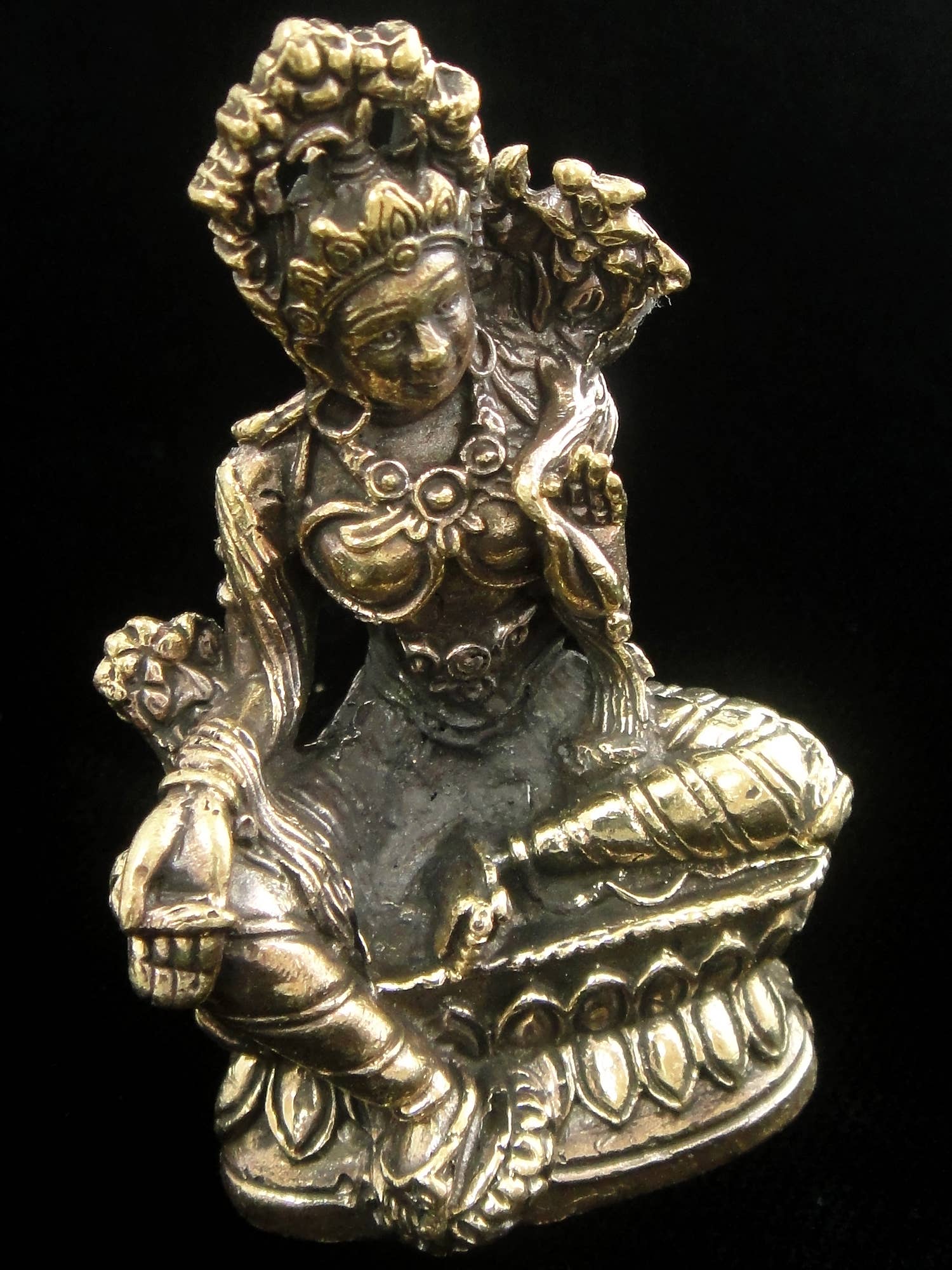 Tika - Wholesale Sculpture - Brass Deity Statuette - Large - Green Tara2