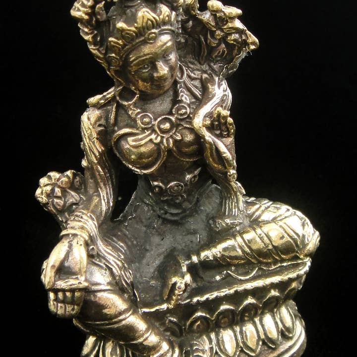 Tika - Wholesale Sculpture - Brass Deity Statuette - Large - Green Tara2