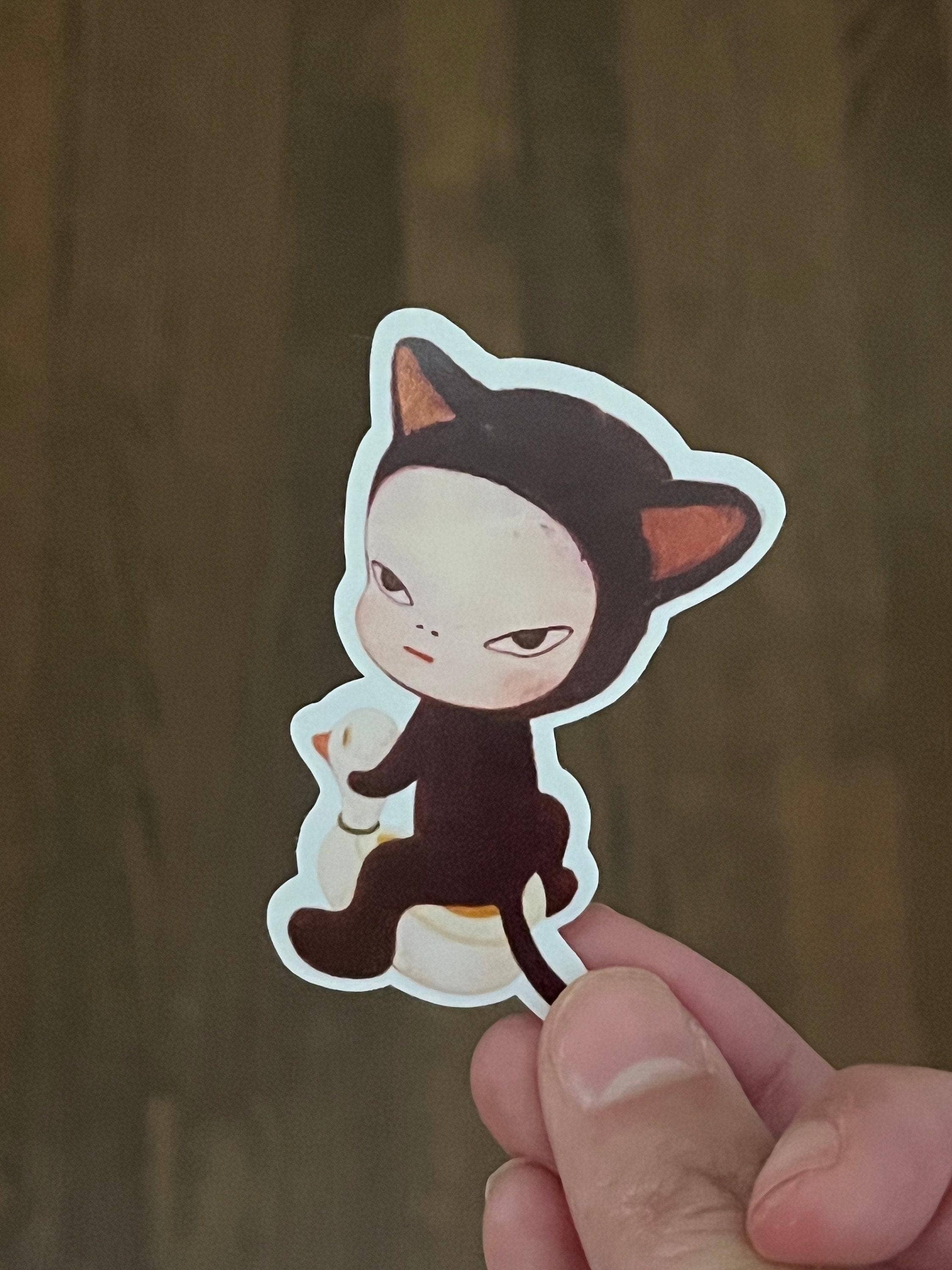 Literary by Ava – Adesivo por atacado – Autocolante Impermeável Yoshitomo Nara Cat Boy on Duck1