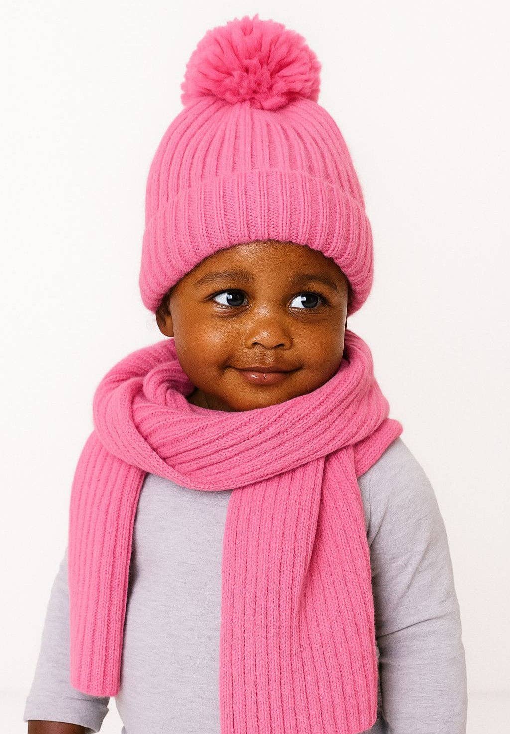 Minoti sp. z o.o. - Wholesale Kids Hat - Kids - Girls pom pom hat and scarf set pink 6m-8y6