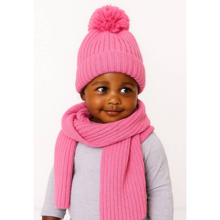 Minoti sp. z o.o. - Wholesale Kids Hat - Kids - Girls pom pom hat and scarf set pink 6m-8y6