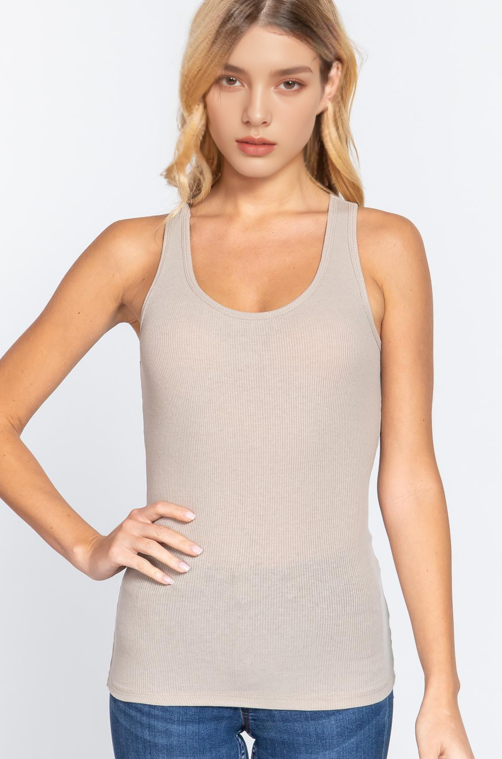 42POPS - Vendita all'ingrosso Canotta - Donna - Canotta aderente a coste con spalline racerback22