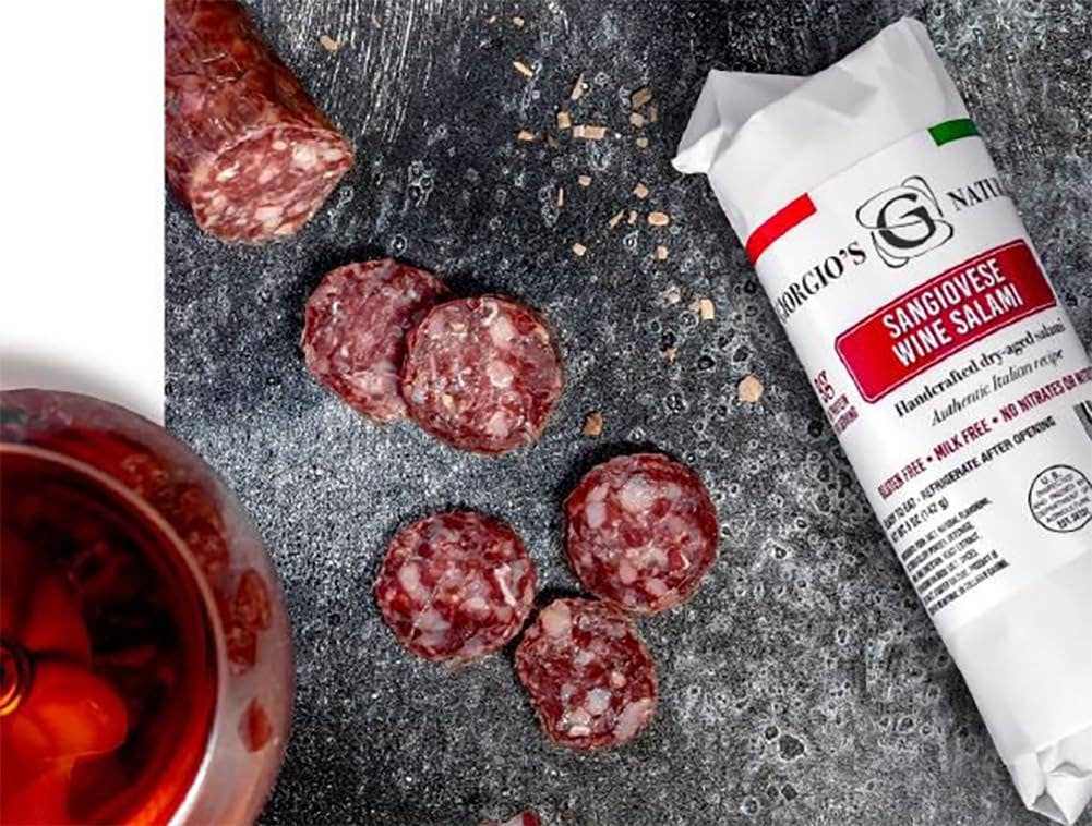 The Italians' Pantry - Wholesale Salami - Giorgio's Naturals, Sangiovese Wine Salami 5oz3
