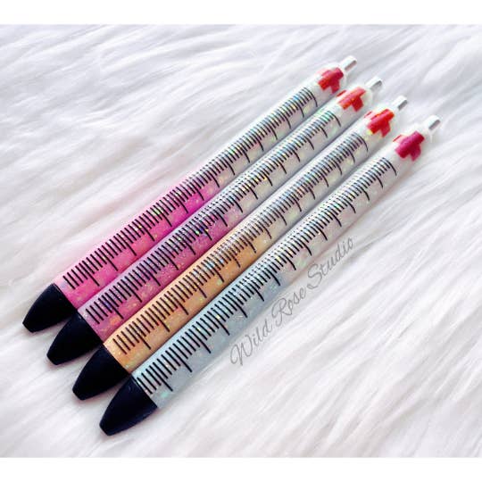 WildRoseStudio21 - Wholesale Pen - Glitter Nurse Pen | Pastel | Syringe Pen | Nursing Pen