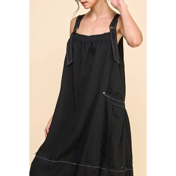 Veveret - Wholesale Dress - Women's - Washed Denim Overalls Dress
