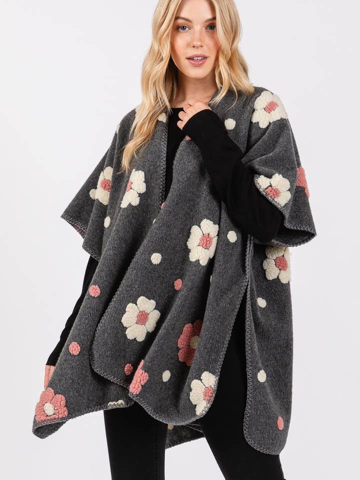 MS0399 Floral Fleece Kimono for wholesale by MiMi Wholesale