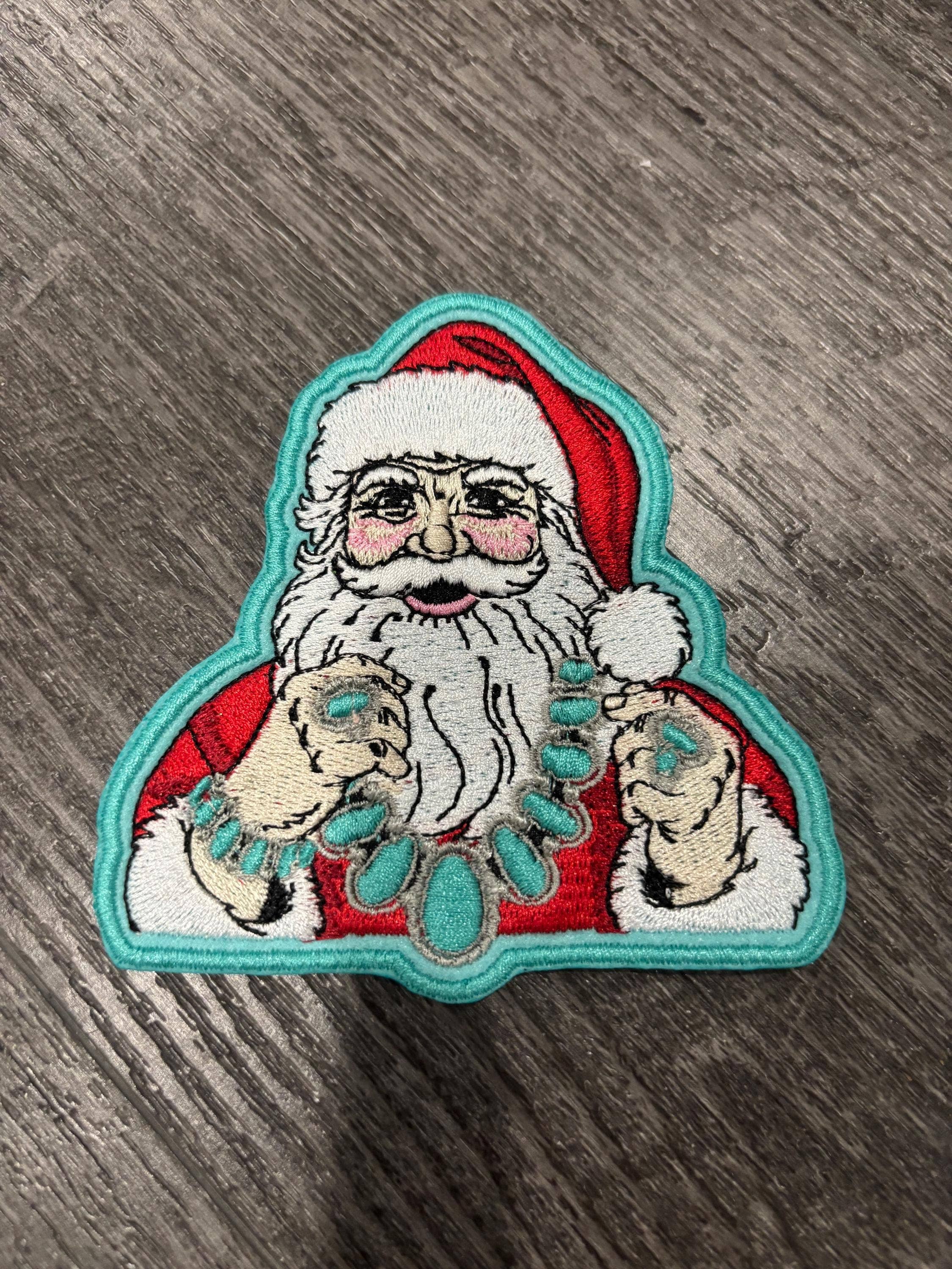 Eric Hill Designs, LLC - Wholesale Patch - Turquoise Santa Squash Blossom Christmas Embroidered Patch1