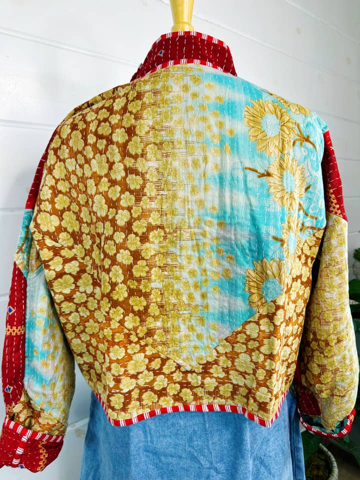 Folklore Couture - Wholesale Bomber Jacket - Women's - Blanket Coat | Kantha Quilted Bomber Jacket | Patchwork Coat