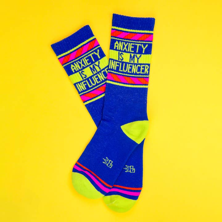 Gumball Poodle - Wholesale Socks - Unisex - Anxiety is My Influencer Gym Crew Socks