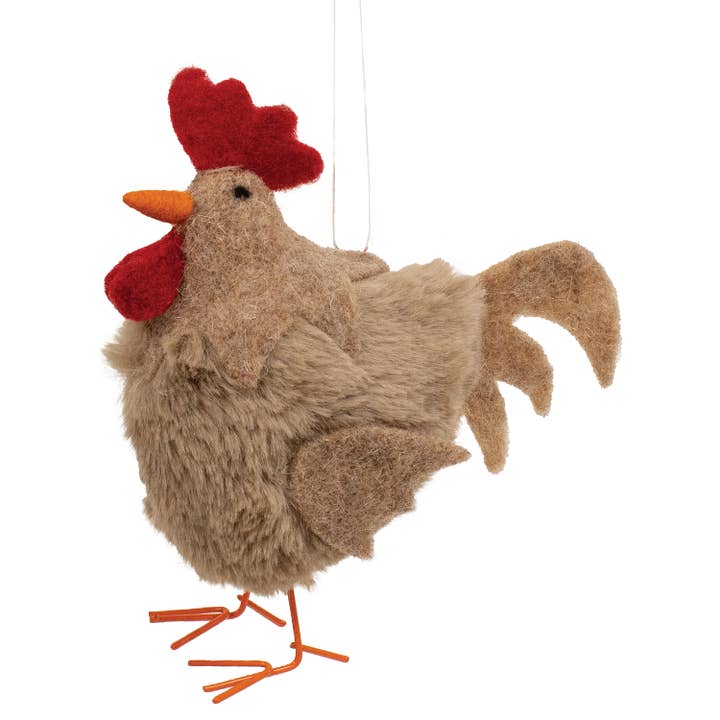 The Hearthside Collection - Wholesale Ornament - Brown Rooster Felted Ornament
