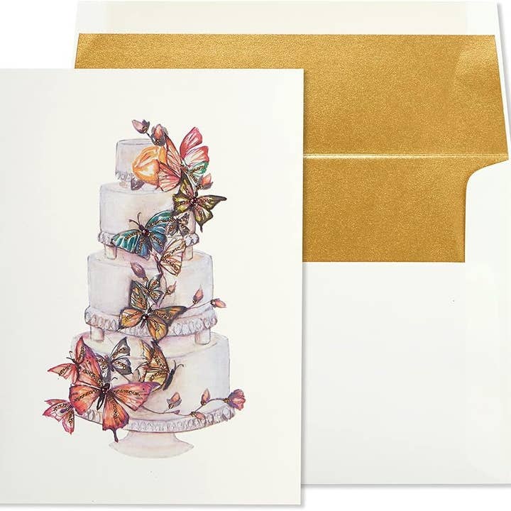 Carte de mariage avec gâteau papillon pour la vente par NIQUEA.D