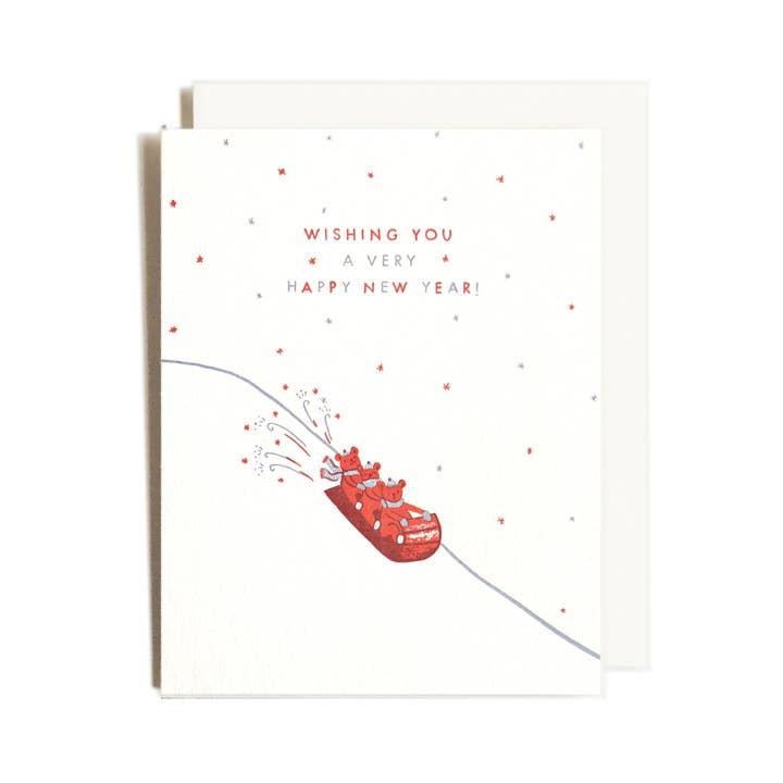 New Year Sled | Holiday | Letterpress Card and other Purchase Wholesale śledź w śmietanie z jabłkiem i cebulką. Free Returns & Net 60 Terms on Faire trending on Faire.