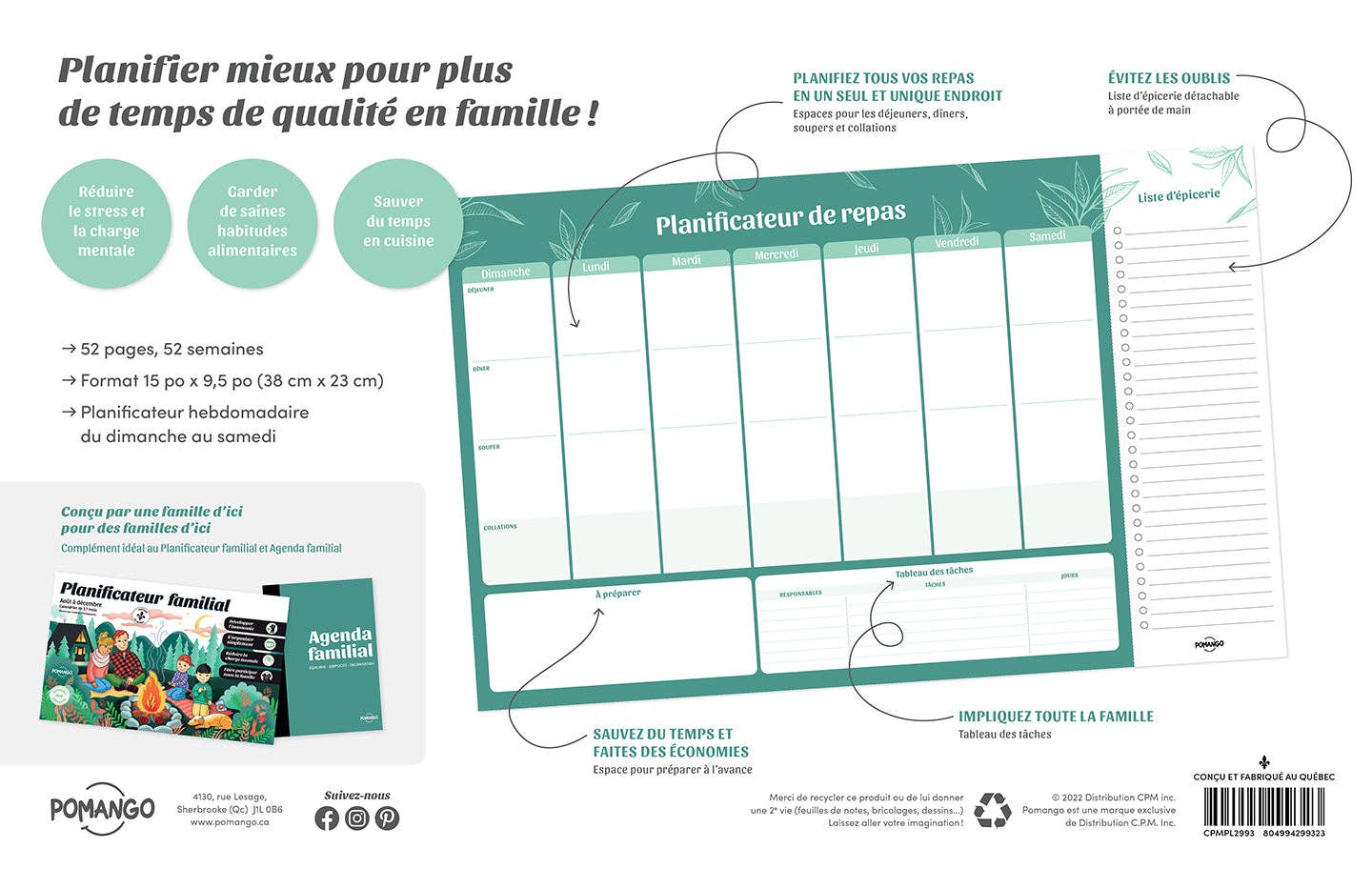 Pomango - Wholesale Recipe Card - MEAL PLANNER1