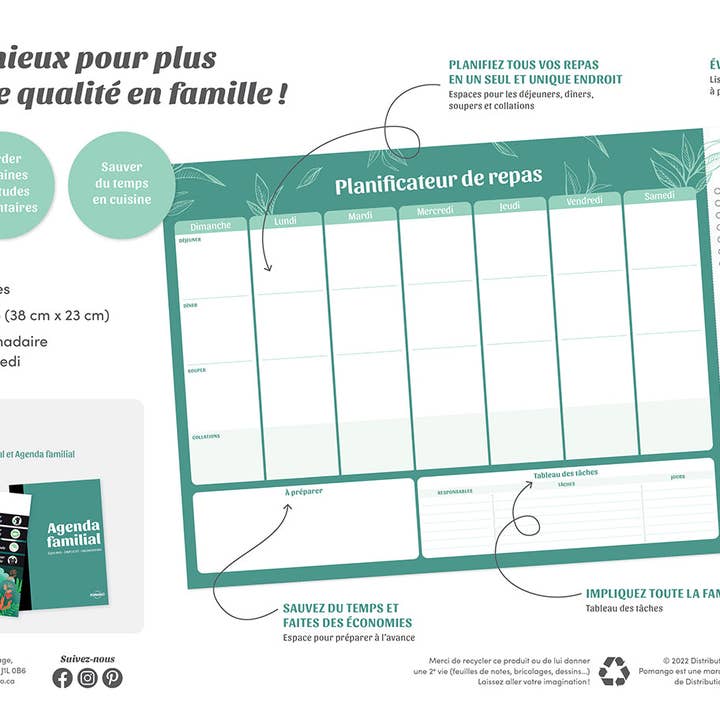 Pomango - Wholesale Recipe Card - MEAL PLANNER1