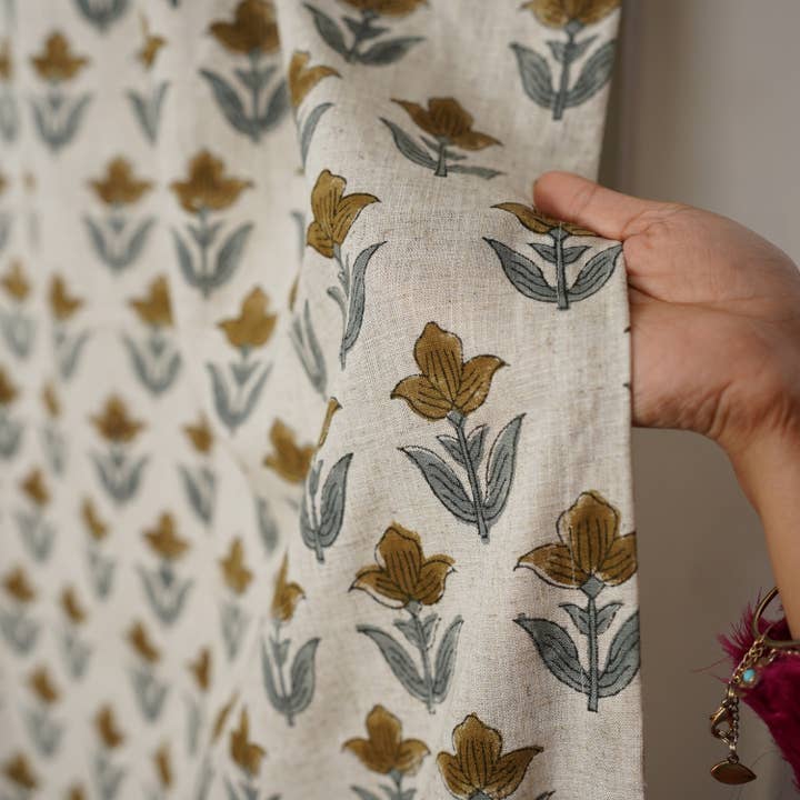 Fabdivine - Wholesale Curtain - Stylish Block Viscose Colored Linen Ring Curtain - Tulip4