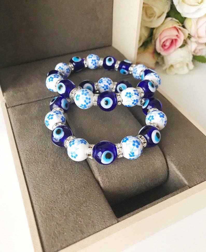 Evileyefavor – Großhandel Perlenarmband – Dehnbares Armband mit blauem Glas-Evil Eye und Keramikperlen6