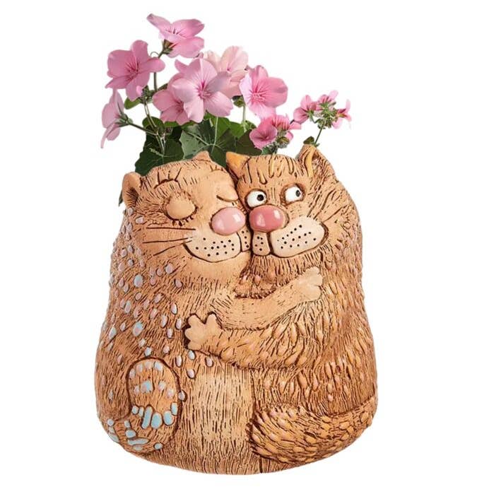 Cats in Love Ceramic Flower Pot Planter 8.6'' for wholesale by STP