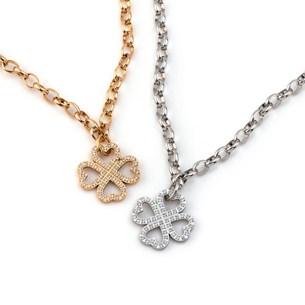 Shebiju - Wholesale Link & Chain Necklace - Clover Steel Necklace GKN22039410