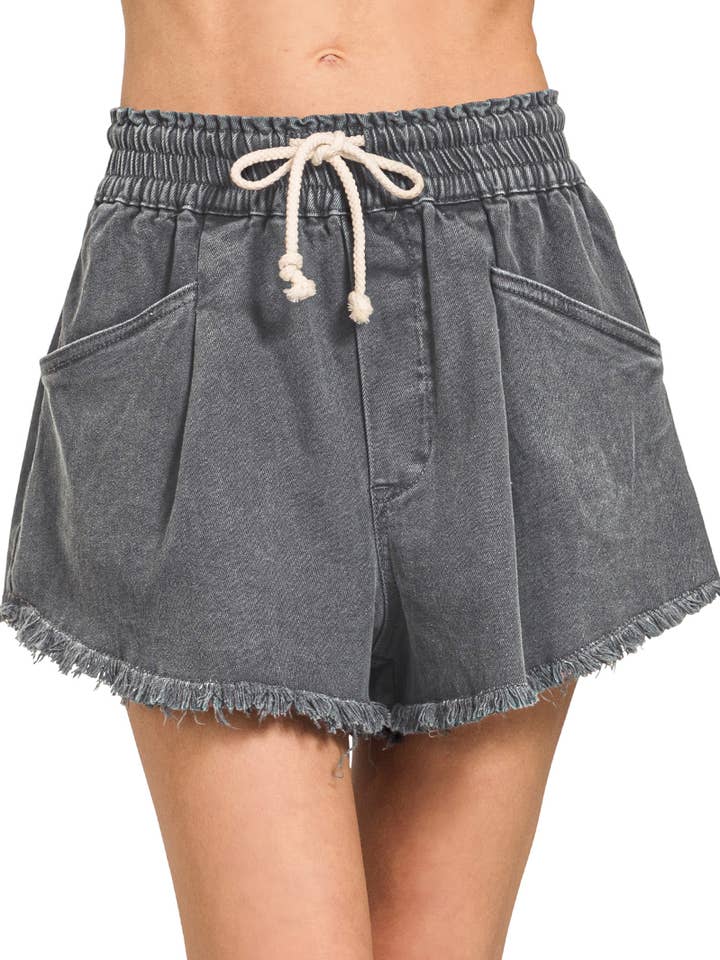 .SI-27567 Washed Fray Hem Denim Short Pants w/ Front & Back P for wholesale by 42POPS