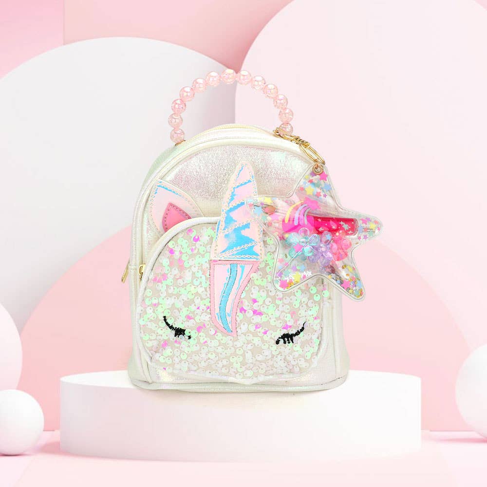 Sensibling Corp. – Engroshandel Rygsæk - Børn – Mini rygsæk med blomster, sløjfe og fiskestjert i palietter0