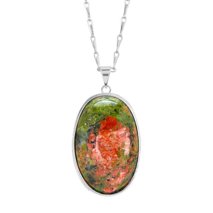 Zoey Simmons – wholesale Hänge-/berlockhalsband – Unakite Oval Cabochon hänge halsband - SF