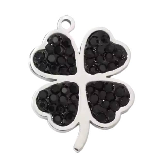 Clover Charm Silver & Black for wholesale by Coco Luna Collection