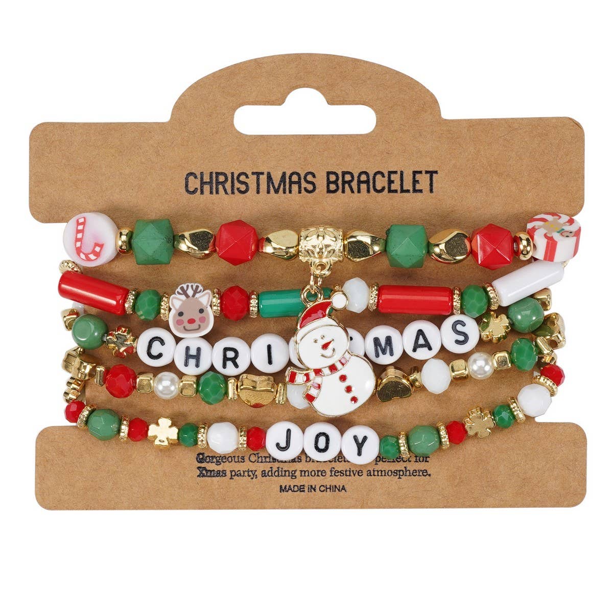 NINEXIS - Wholesale Beaded Bracelet - CWMM10448_CHRISTMAS CHARM BEADED BRACELET SNOWMAN TREE GIFT7
