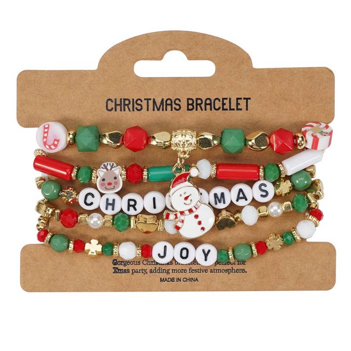 NINEXIS - Wholesale Beaded Bracelet - CWMM10448_CHRISTMAS CHARM BEADED BRACELET SNOWMAN TREE GIFT7