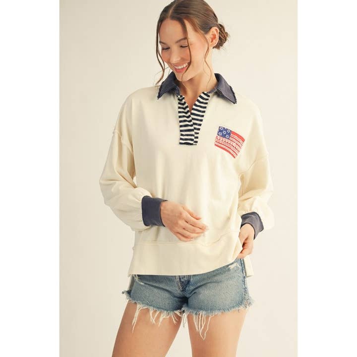 American Flag Polo Sweatshirts for wholesale by STYLE USA