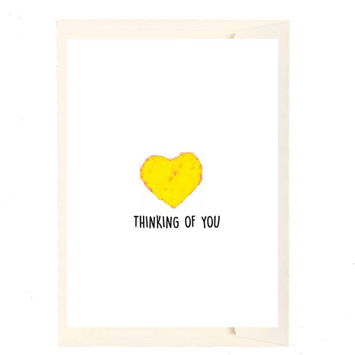 SYMPATHY Thinking of You - Yellow Heart for wholesale by Paperlove Boutique