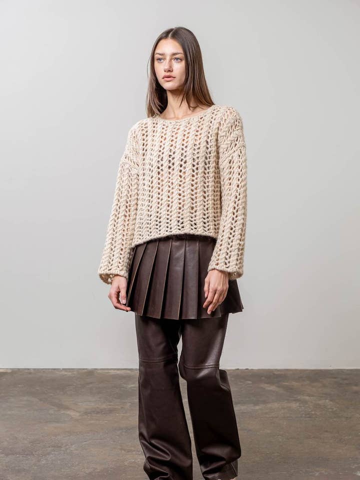 OPEN KNIT PULLOVER SWEATER for wholesale by Moon River