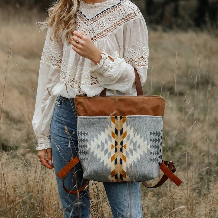 Grace Design - Wholesale Backpack - Women's - Vintage-Inspired Backpack - Pendleton Wool and Waxed Canvas1