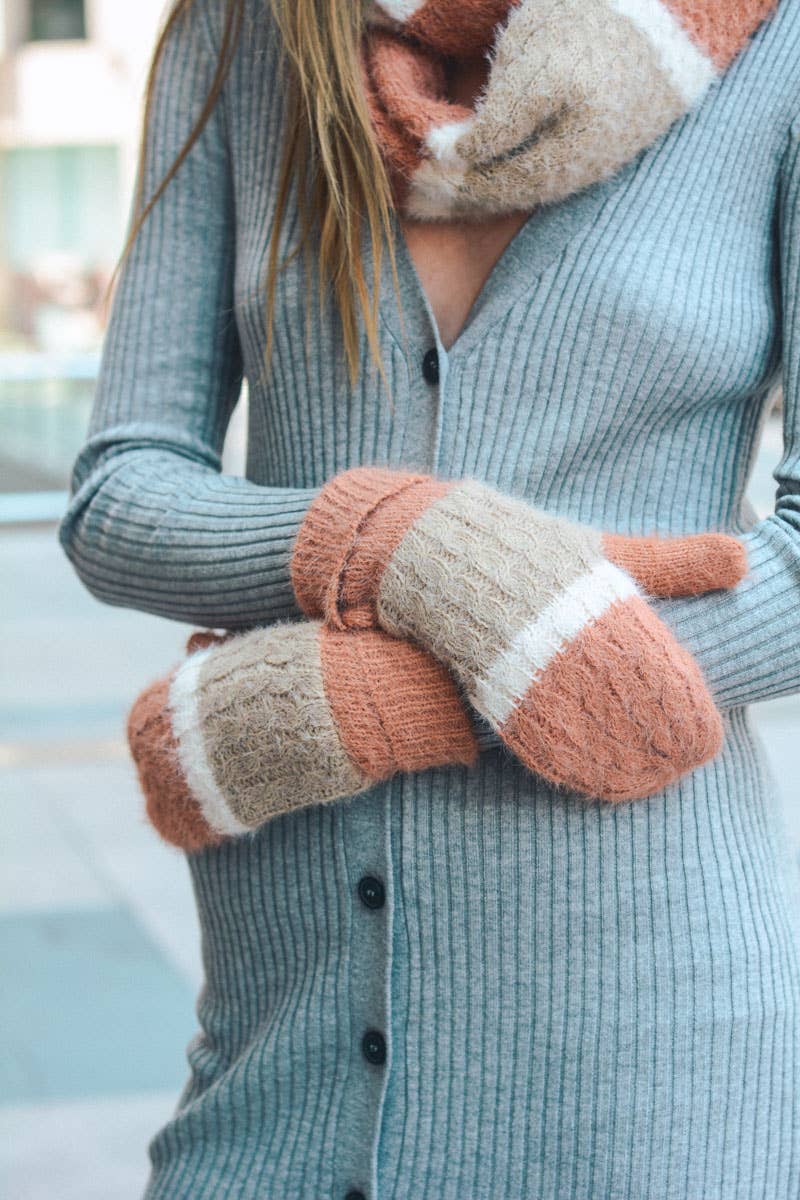 Leto Accessories - Venta al por mayor Manoplas - Mujer - Manoplas ultra suaves de mohair con rayas anchas – Esenciales para el invierno7