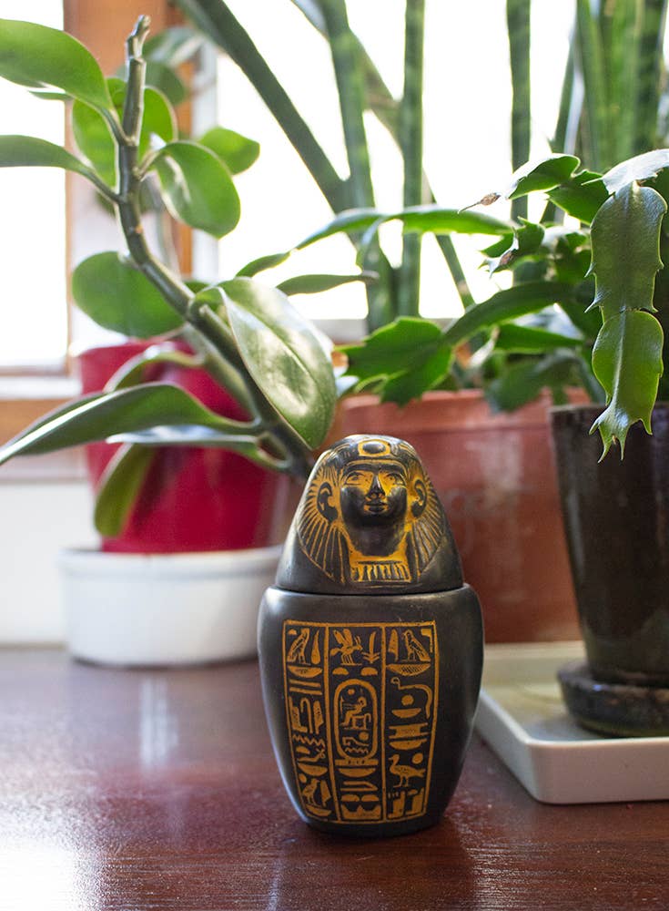 Discoveries, Inc. - Venta al por mayor Tarros decorativos - Jarra Canópica Egipcia Oro Antiguo - Imsety - 5"1