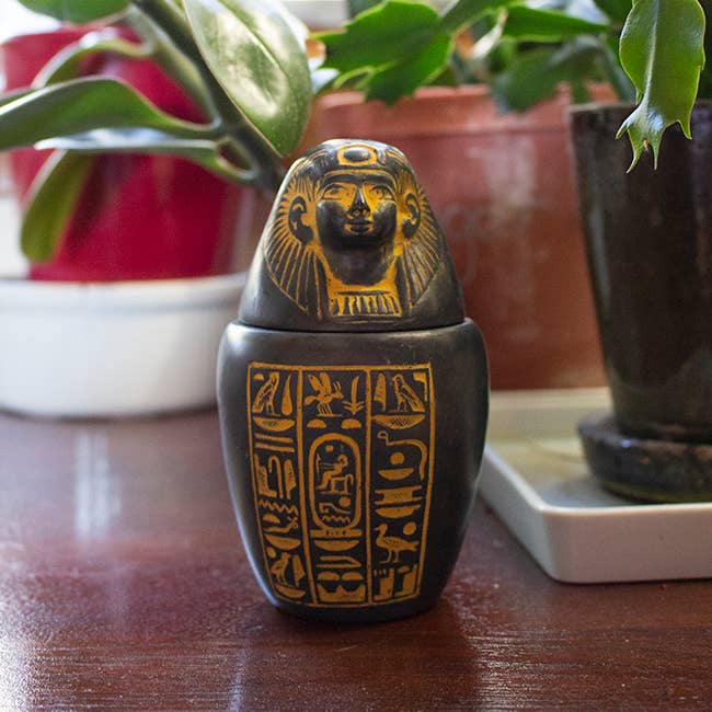 Discoveries, Inc. - Venta al por mayor Tarros decorativos - Jarra Canópica Egipcia Oro Antiguo - Imsety - 5"1