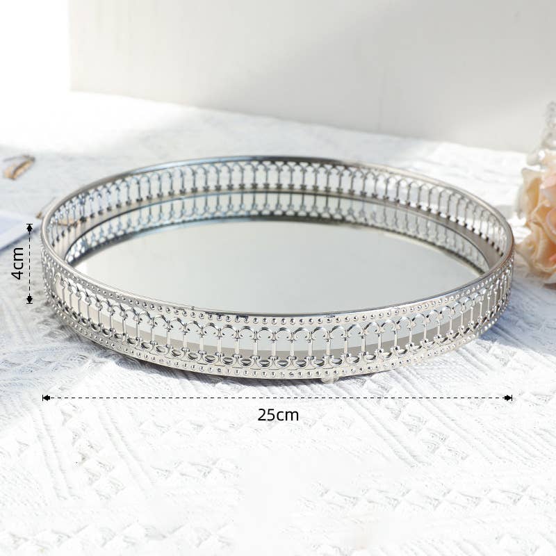 Candles Meta – Engroshandel Pyntebakke – Kreativ dekorativ spejlbakke til opbevaring af skrivebordsaccessories2