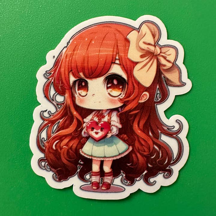 Red Haired Chibi Girl vinyl sticker for wholesale by Forever Yours, Me