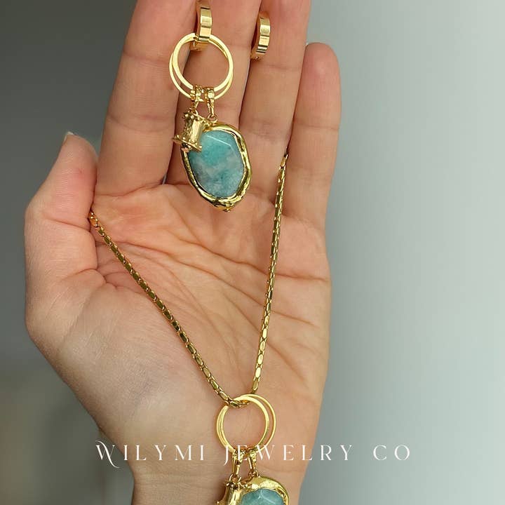 WILYMI Jewelry Co - Wholesale Dangle Earrings - JOY 4-in-1 Hoop Earrings | GF + Stainless Steel + Amazonite5