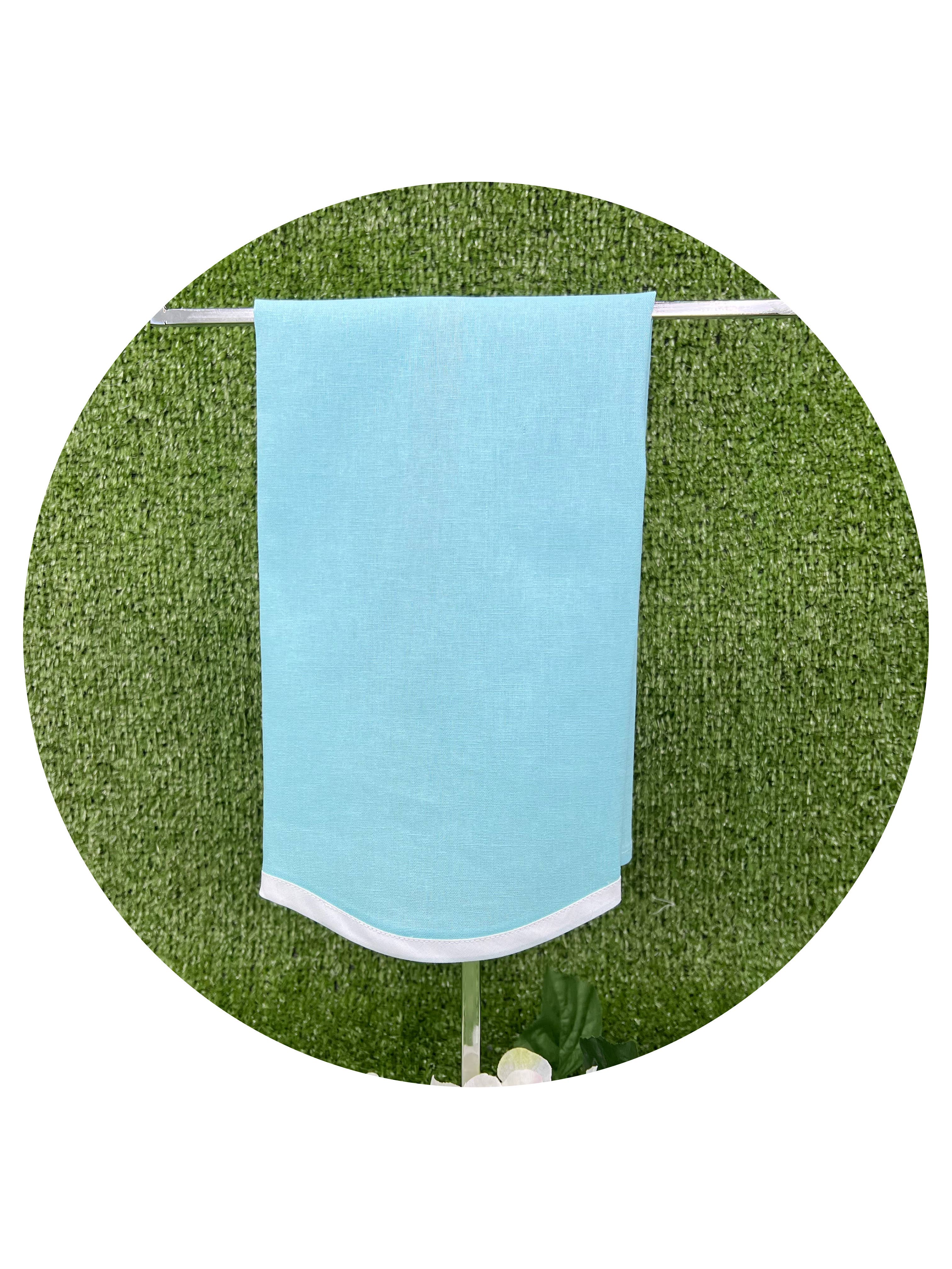 THE ROYALTY COLLECTION - Wholesale Hand Towel - Scallop Linen Blend Guest Towel With White Trim1