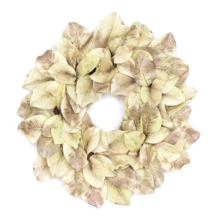 Select Artificials, Inc. - Wholesale Wreath - Fall Magnolia Leaf Wreath 24" Parchment