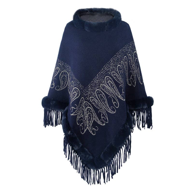 Ole - Wholesale Cape - Women's - Collar Pullover Tassel Cape S02140