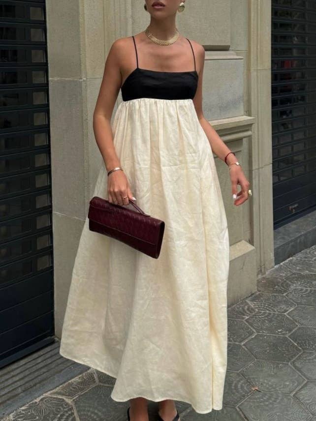 Beige Cotton Minimalism Spaghetti straps maxi dress for wholesale on Faire26