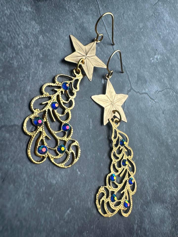Shooting Star Earrings: Handcrafted Boho Meteor Shower for wholesale by The Sunstone on Main