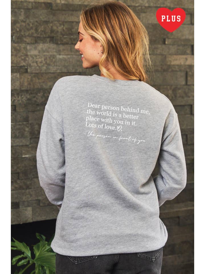 OAT COLLECTIVE - Wholesale Graphic Sweatshirt - Women's - DEAR PERSON BEHIND ME Plus Graphic Sweatshirt1