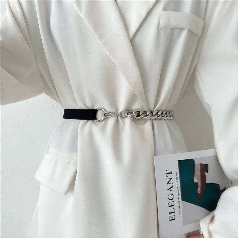 Dipped Shop - Vendita all'ingrosso Cintura - Donna - Cintura Semplice in Pelle con Giunzioni a Catena DPWB28383