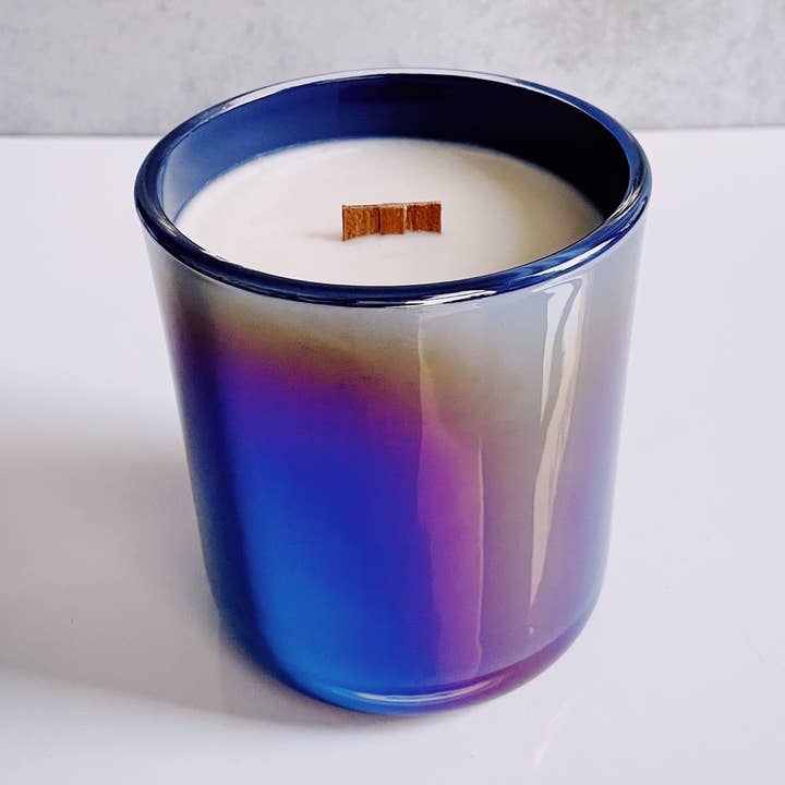 All-Natural, Wooden Wick Soy Candle | Iridescent for wholesale by The Nice Plant