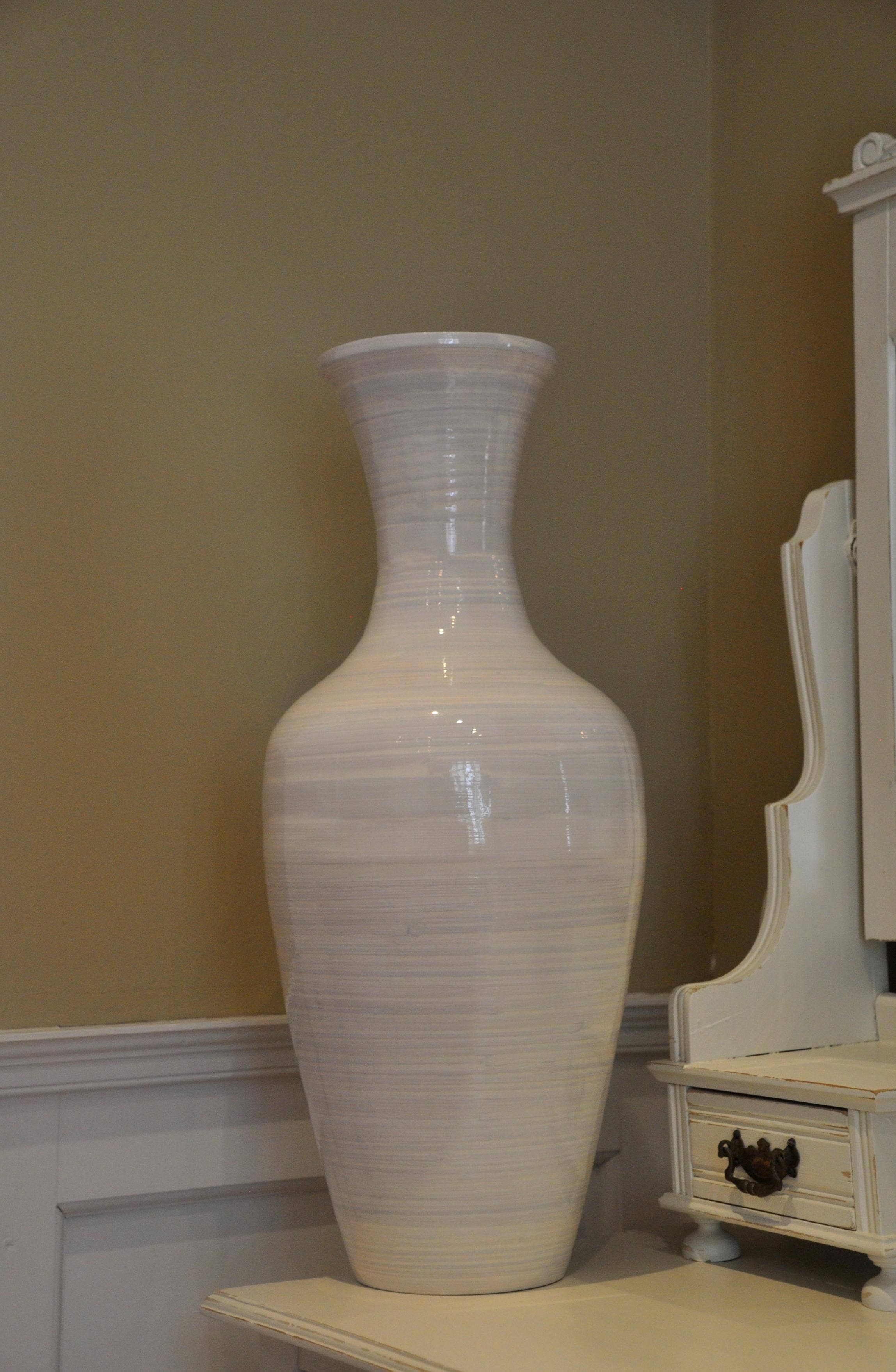 Marissa's Gifts - Wholesale Vase - White handmade bamboo vase 60cm tall floor or table vase3