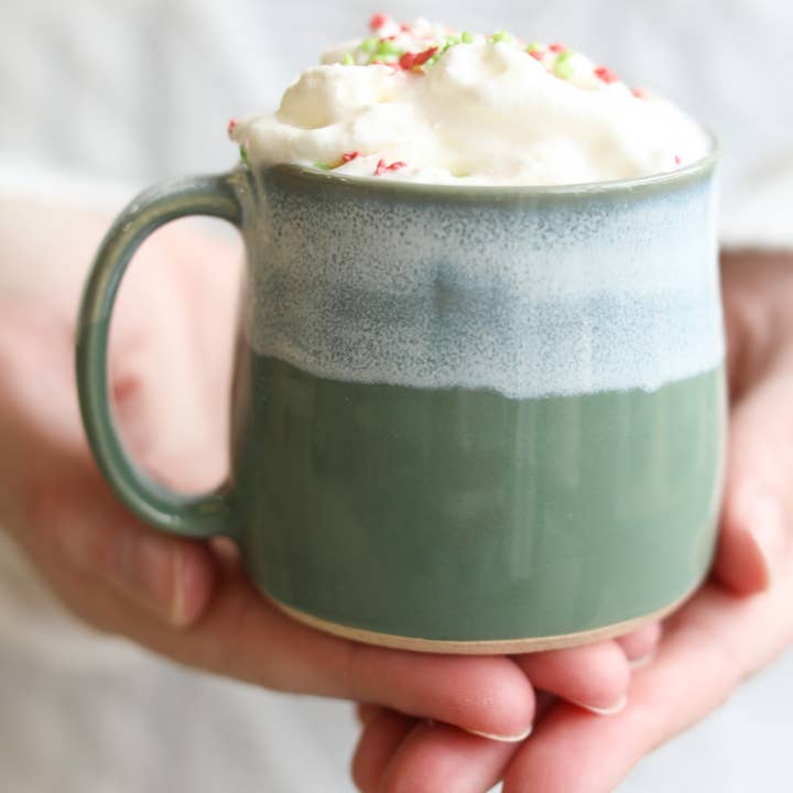 Sage Green Handmade Muglets | Handmade Coffee Mugs for wholesale by Glosters Pottery