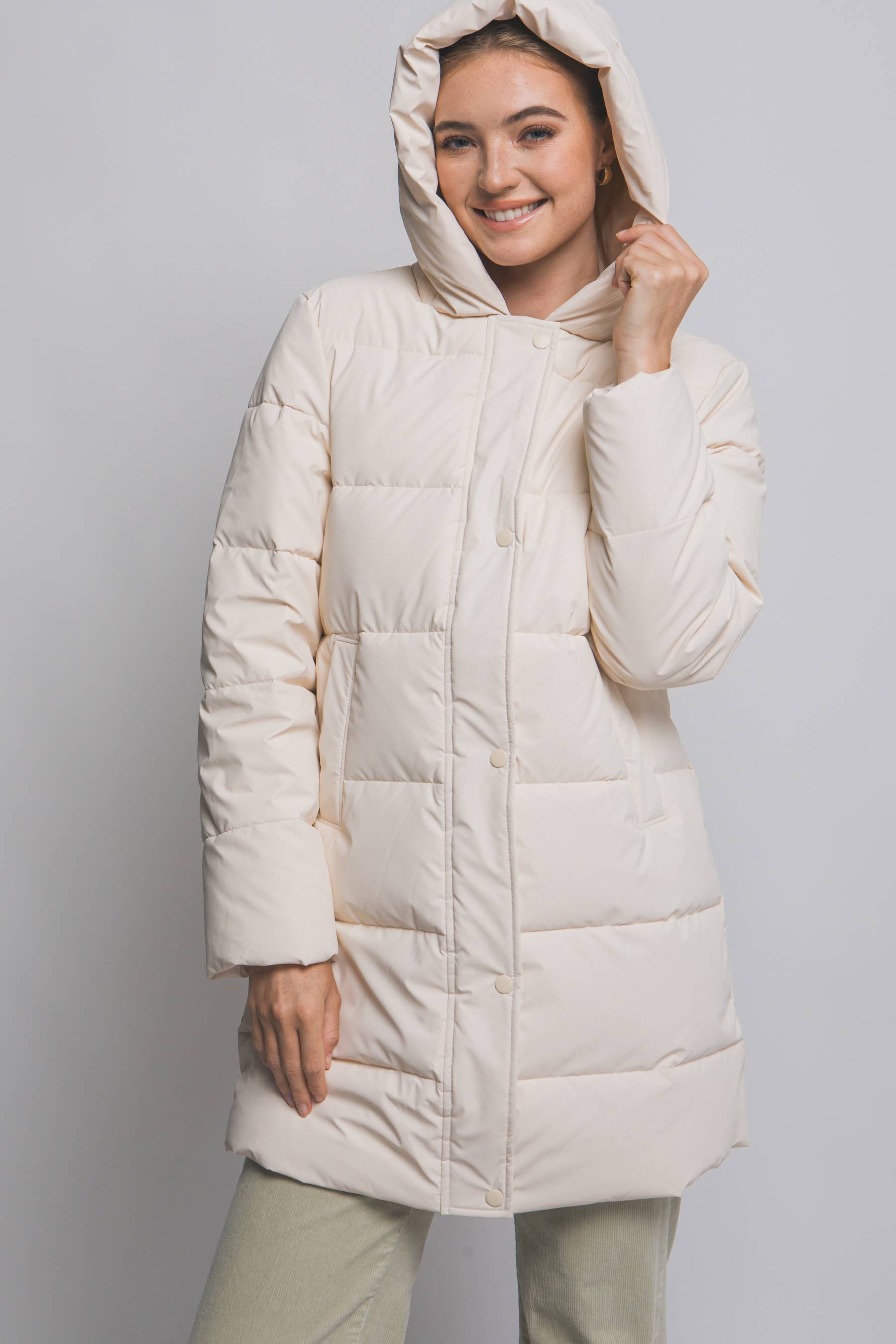 42POPS - Wholesale Outerwear Vest - Women's - ,...._ Hooded Long Quilted Puffer Coat3