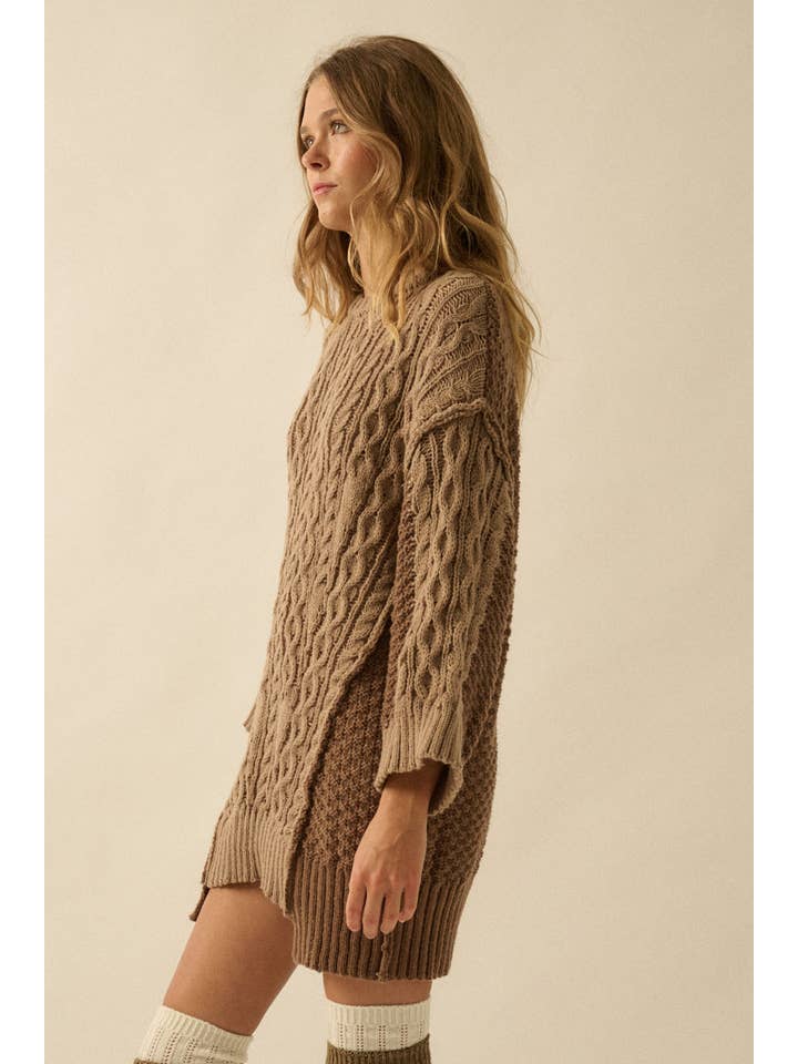 Promesa USA - Wholesale Knit Sweater - Women's - Colorblock Round-Neck Cable-Knit Oversize Sweater10